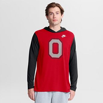 Men's Nike Scarlet/Black Ohio State Buckeyes Campus Legacy Tri-Blend Long Sleeve Hooded T-Shirt
