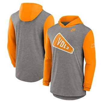 Men's Nike Heather Gray/Tennessee Orange Tennessee Volunteers Campus Legacy Tri-Blend Long Sleeve Hooded T-Shirt