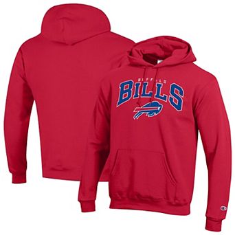 Men's Champion Red Buffalo Bills Powerblend Arch over Logo Hoodie