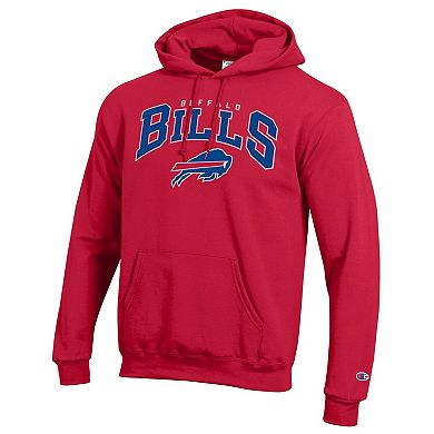 Men's Champion Red Buffalo Bills Powerblend Arch over Logo Hoodie