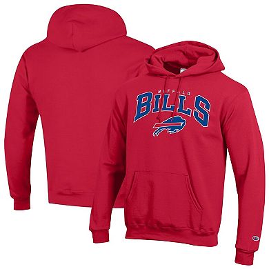 Men's Champion Red Buffalo Bills Powerblend Arch over Logo Hoodie