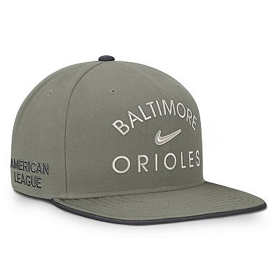 Men's Nike Olive Baltimore Orioles Pro Dri-FIT Snapback Hat