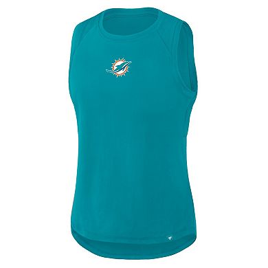 Women's Fanatics Aqua Miami Dolphins Mesh Triumphant Win Tank Top