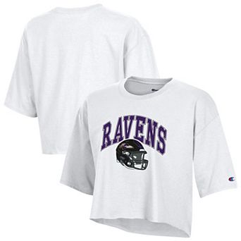 Women's Champion White Baltimore Ravens Boyfriend Cropped T-Shirt