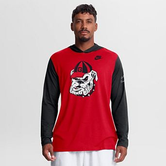 Men's Nike Red/Black Georgia Bulldogs Campus Legacy Tri-Blend Long Sleeve Hooded T-Shirt