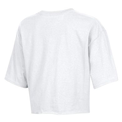 Women's Champion White New York Jets Boyfriend Cropped T-Shirt