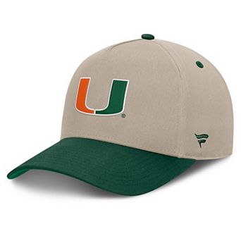 Men's Fanatics Stone/Green Miami Hurricanes Veteran Two-Tone Adjustable Hat