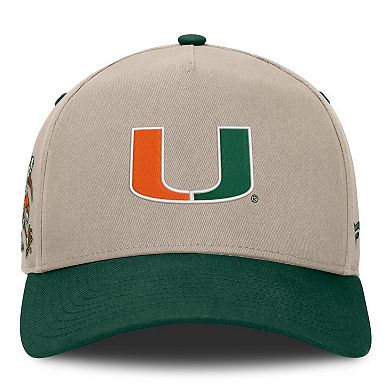 Men's Fanatics Stone/Green Miami Hurricanes Veteran Two-Tone Adjustable Hat