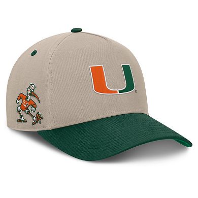 Men's Fanatics Stone/Green Miami Hurricanes Veteran Two-Tone Adjustable Hat