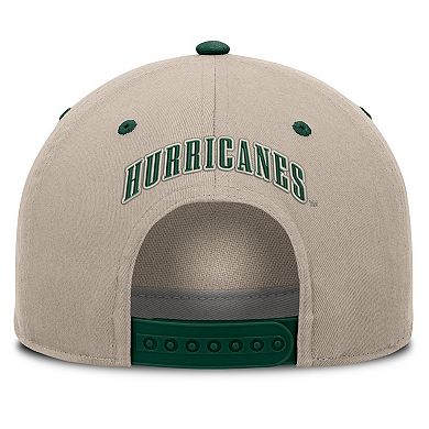 Men's Fanatics Stone/Green Miami Hurricanes Veteran Two-Tone Adjustable Hat