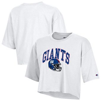 Women's Champion White New York Giants Boyfriend Cropped T-Shirt