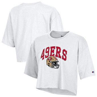 Women's Champion White San Francisco 49ers Boyfriend Cropped T-Shirt