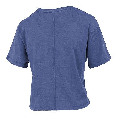 Women's Pressbox Royal Florida Gators Vintage Waist Length Script Over Logo T-Shirt