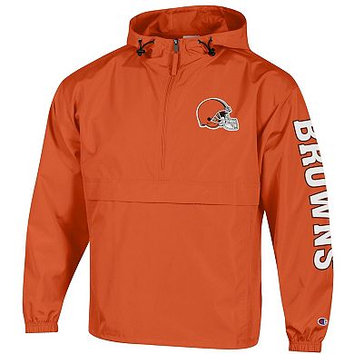 Men's Champion Orange Cleveland Browns Packable Windbreaker Half-Zip Jacket