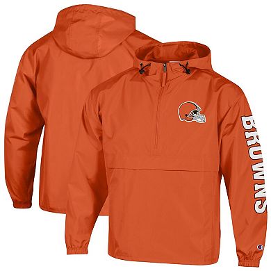 Men's Champion Orange Cleveland Browns Packable Windbreaker Half-Zip Jacket