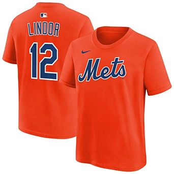 Youth Nike Francisco Lindor Orange New York Mets Name & Number T-Shirt