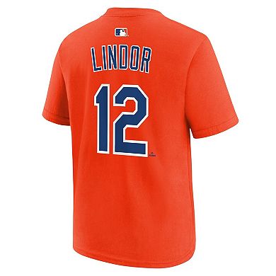 Youth Nike Francisco Lindor Orange New York Mets Name & Number T-Shirt