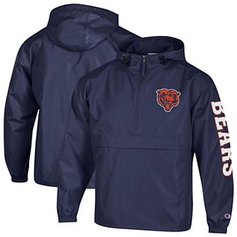 Men's Champion Navy Chicago Bears Packable Windbreaker Half-Zip Jacket