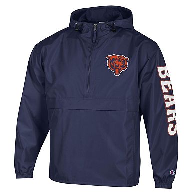 Men's Champion Navy Chicago Bears Packable Windbreaker Half-Zip Jacket