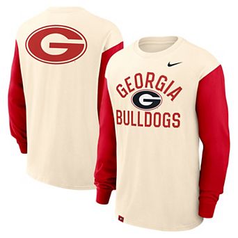 Men's Nike Natural/Red Georgia Bulldogs Primetime Mantra Max90 Long Sleeve T-Shirt