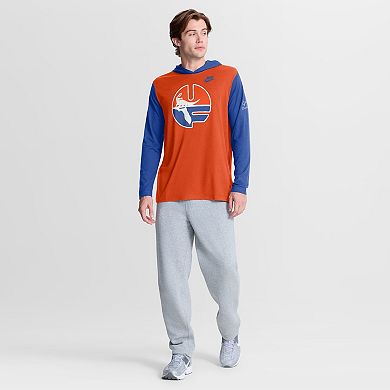 Men's Nike Orange/Royal Florida Gators Campus Legacy Tri-Blend Long Sleeve Hooded T-Shirt