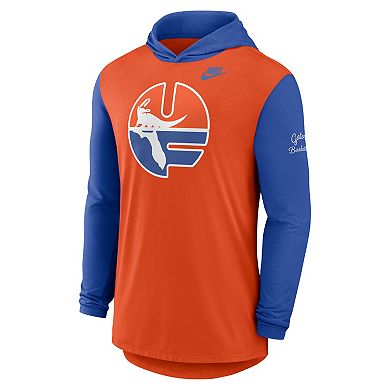 Men's Nike Orange/Royal Florida Gators Campus Legacy Tri-Blend Long Sleeve Hooded T-Shirt