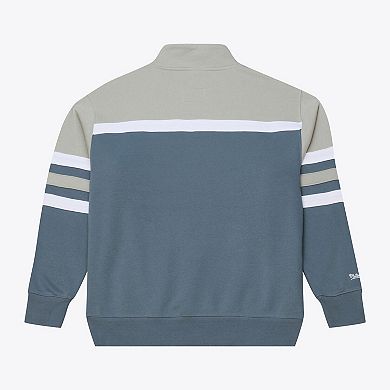 Men's Mitchell & Ness Blue Boston Celtics Thunderstorm Head Coach Quarter-Zip Jacket