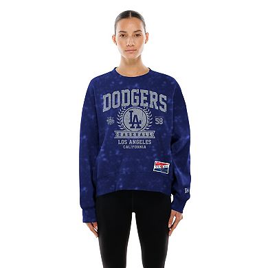 Women's New Era Royal Los Angeles Dodgers Throwback Oversized Boxy Sweatshirt