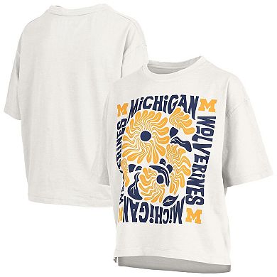 Women's Pressbox White Michigan Wolverines Elena Oversized T-Shirt
