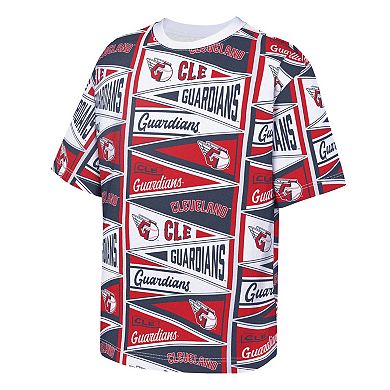 Youth Outerstuff Red Cleveland Guardians All-Over Pennant T-Shirt