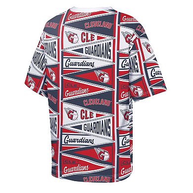 Youth Outerstuff Red Cleveland Guardians All-Over Pennant T-Shirt
