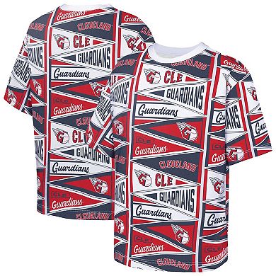 Youth Outerstuff Red Cleveland Guardians All-Over Pennant T-Shirt