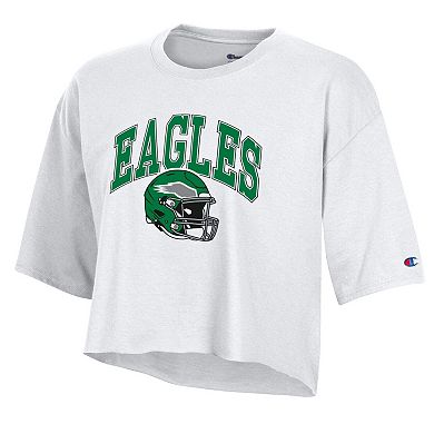 Women's Champion White Philadelphia Eagles Boyfriend Cropped T-Shirt