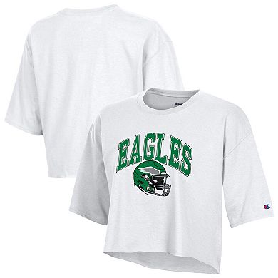 Women's Champion White Philadelphia Eagles Boyfriend Cropped T-Shirt