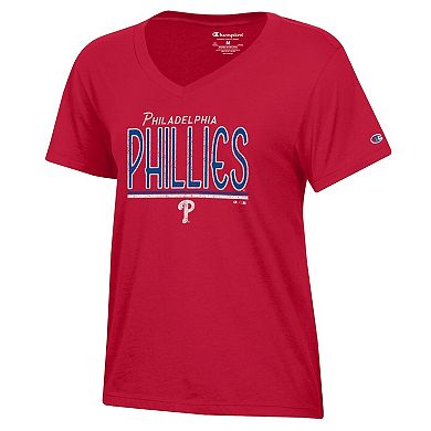 Women's Champion Red Philadelphia Phillies Core V-Neck T-Shirt