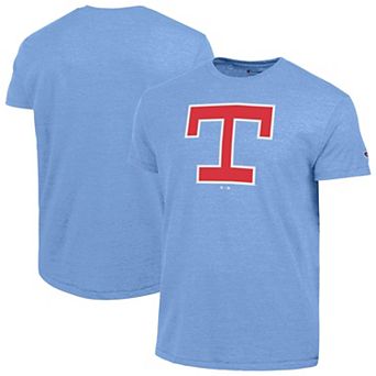 Men's Champion Light Blue Texas Rangers Cooperstown Logo Tri-Blend T-Shirt