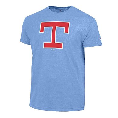 Men's Champion Light Blue Texas Rangers Cooperstown Logo Tri-Blend T-Shirt
