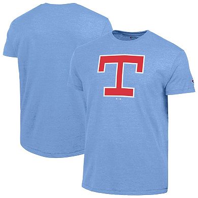 Men's Champion Light Blue Texas Rangers Cooperstown Logo Tri-Blend T-Shirt