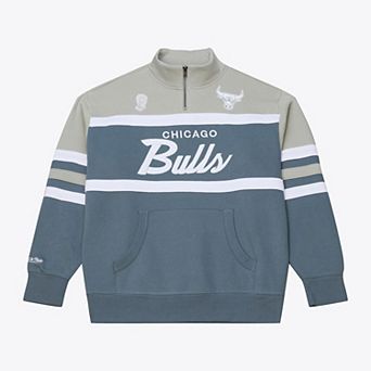 Men's Mitchell & Ness Blue Chicago Bulls Thunderstorm Head Coach Quarter-Zip Jacket