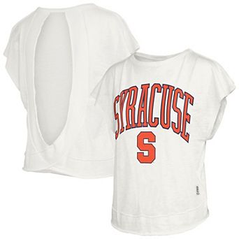 Women's Pressbox Cream Syracuse Orange Nelson Movement Open Back Slub T-Shirt