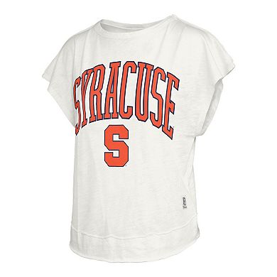 Women's Pressbox Cream Syracuse Orange Nelson Movement Open Back Slub T-Shirt