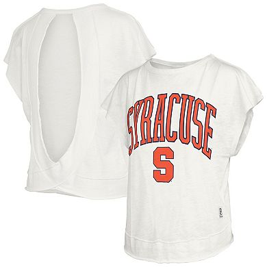 Women's Pressbox Cream Syracuse Orange Nelson Movement Open Back Slub T-Shirt