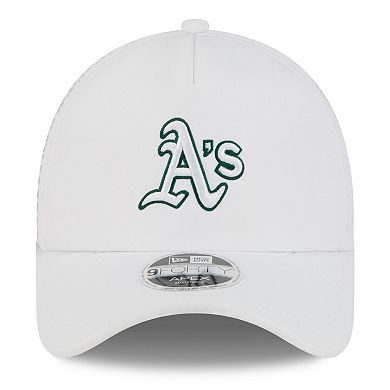Men's New Era White Athletics 2026 Batting Practice Apex 9FORTY Adjustable Trucker Hat