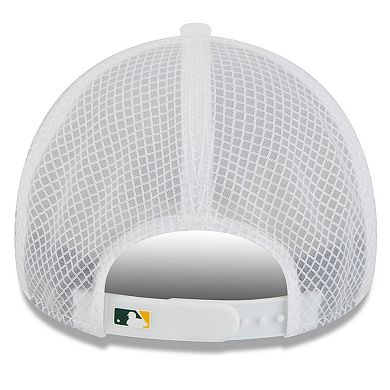 Men's New Era White Athletics 2026 Batting Practice Apex 9FORTY Adjustable Trucker Hat