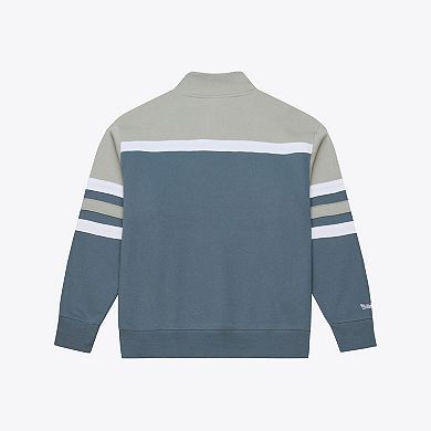 Men's Mitchell & Ness Blue New York Knicks Thunderstorm Head Coach Quarter-Zip Jacket