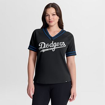 Women's Fanatics Black Los Angeles Dodgers Diva Race Ahead Raglan V-Neck T-Shirt