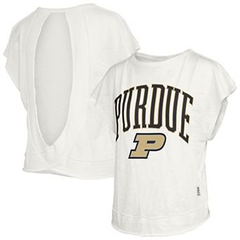 Women's Pressbox Cream Purdue Boilermakers Nelson Movement Open Back Slub T-Shirt