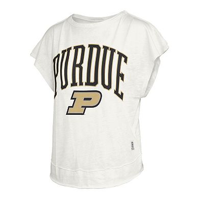 Women's Pressbox Cream Purdue Boilermakers Nelson Movement Open Back Slub T-Shirt