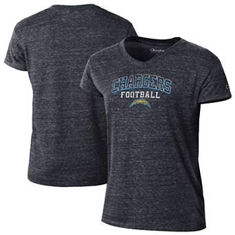 Women's Champion Black Los Angeles Chargers Triumph Tri-Blend V-Neck T-Shirt
