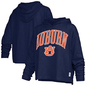 Women's Pressbox Navy Auburn Tigers Nelson Arch Over Logo Long Sleeve Hooded T-Shirt